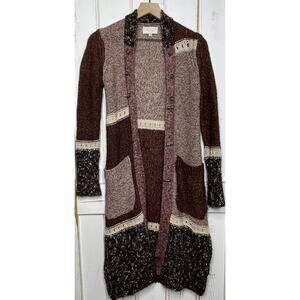 Anthropologie Angel of the North Sitka Cardigan Patchwork Long Sweater Duster XS